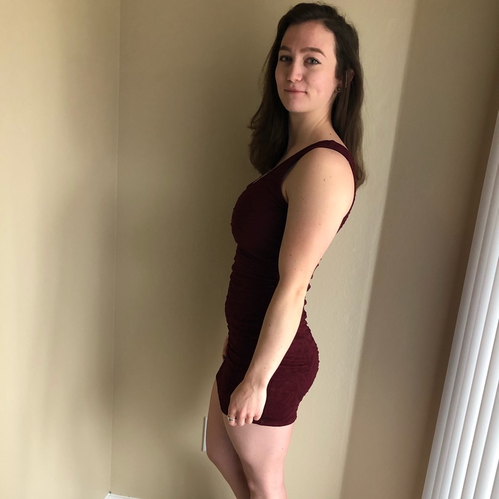 Maroon body con dress.